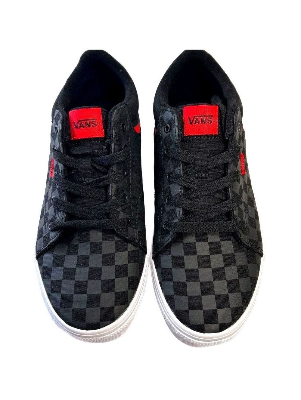VANS Seldan Low Skate Sneakers "Checkerboard Black/Red" Youth 6.0 | NEW